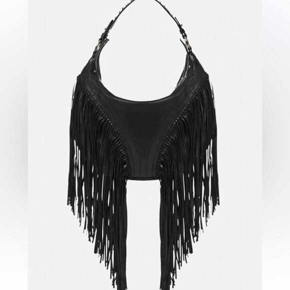 NWT MSRP$4875 Versace Medusa Mini Fringed Leather Hobo Shoulder Bag - Picture 4 of 8